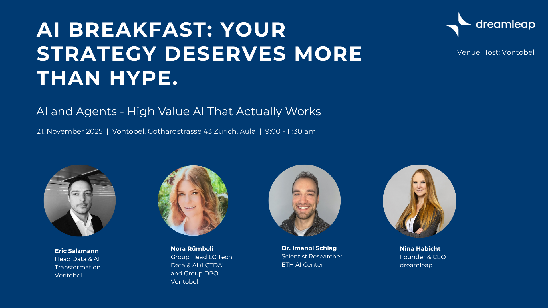 AI Breakfast vontobel - ETH AI Center - dreamleap